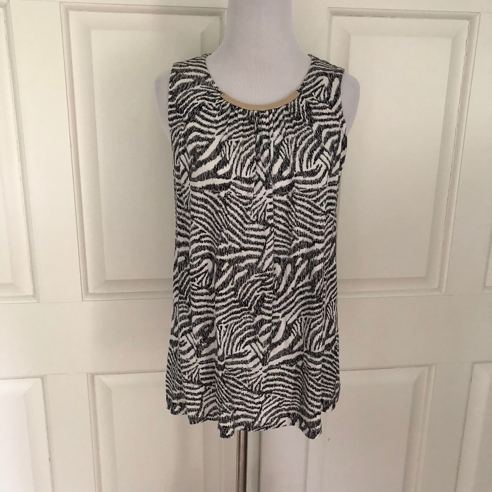 CAREER CAMI BLOUSE ZEBRA ANIMAL PRINT GOLD BAR